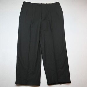Vtg USA Made 40x30 Dark Green Gray 100% Wool Pleated Cuffed Baggy Dress Pants